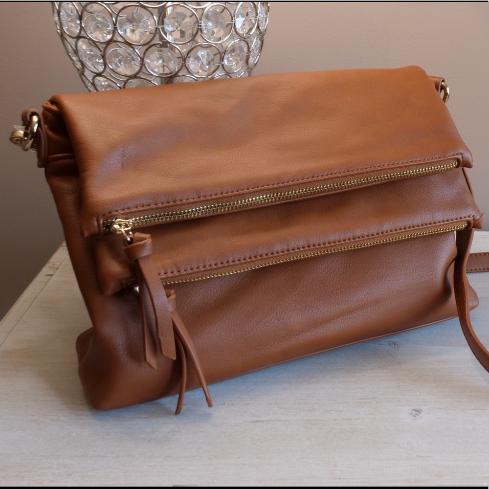 Madison West Brown Leather Crossbody Bag